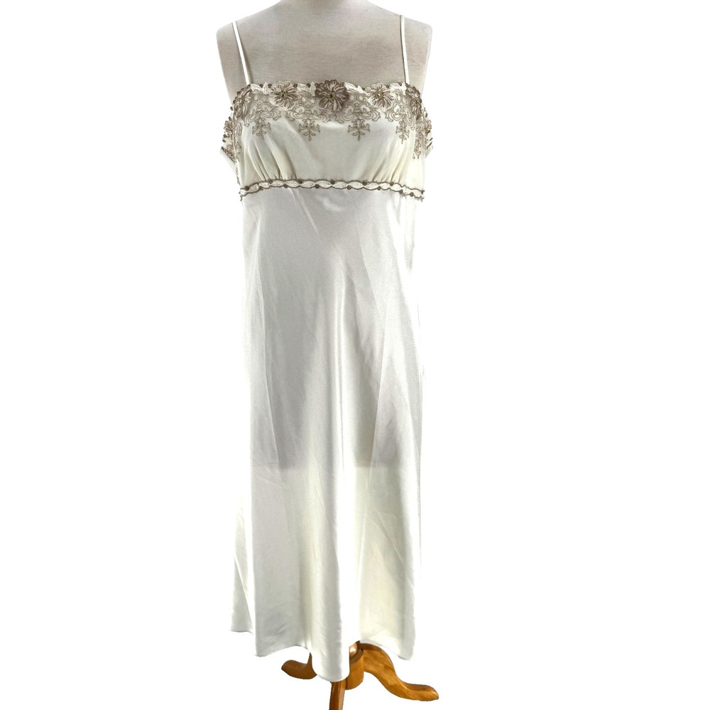Vintage Lace Sheer Nightgown Maxi Slip Dress XL Romantic Lingerie Sexy 90s Silky